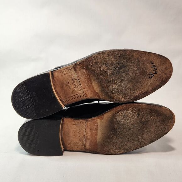 Mario Calugi Mens 7.5 Dress Shoes Brown Glossy Made in‎ Italy Lace Up - Picture 7 of 9